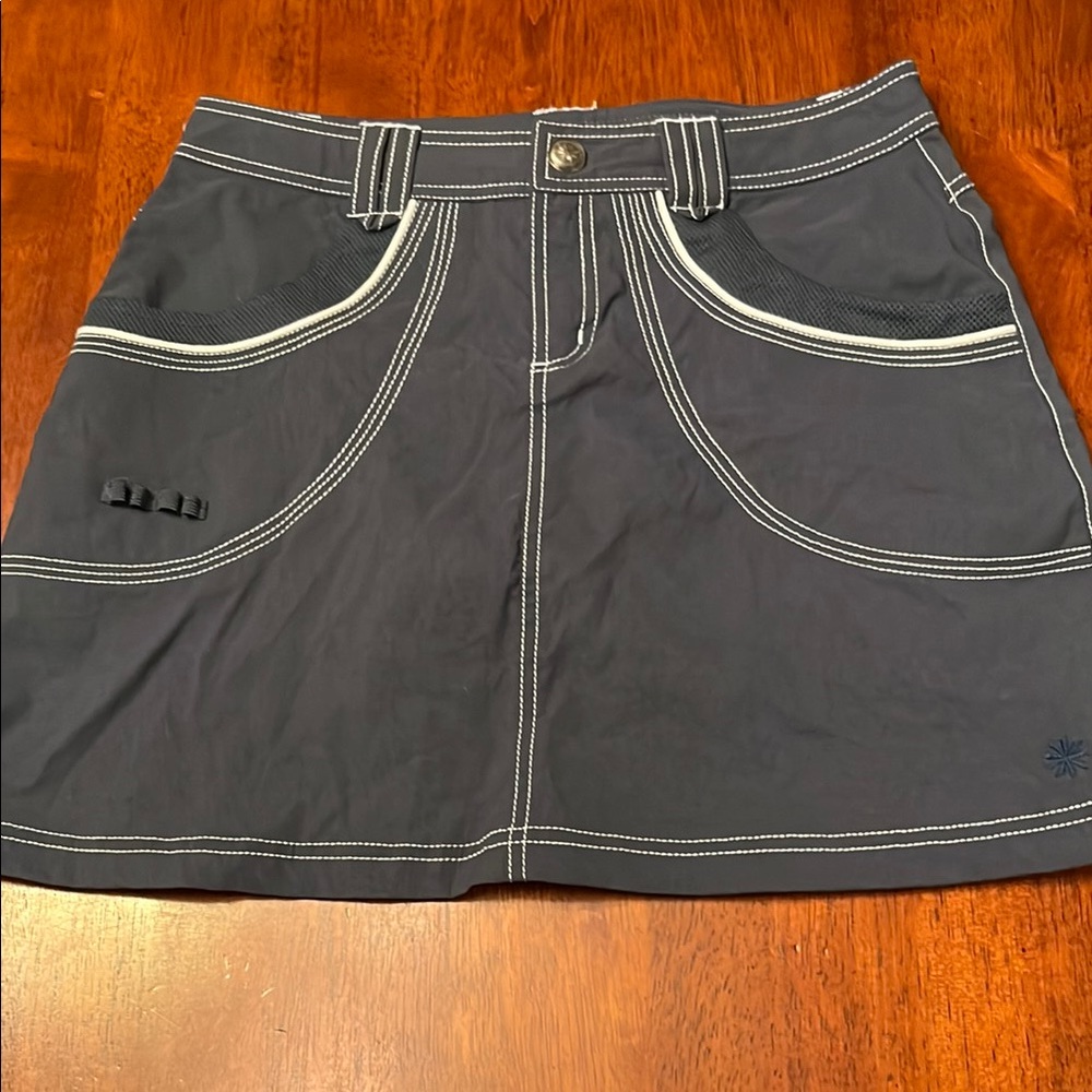 Athleta Navy RipStop Nylon Skirt Liner White Stitching Small - Picture 1 of 7